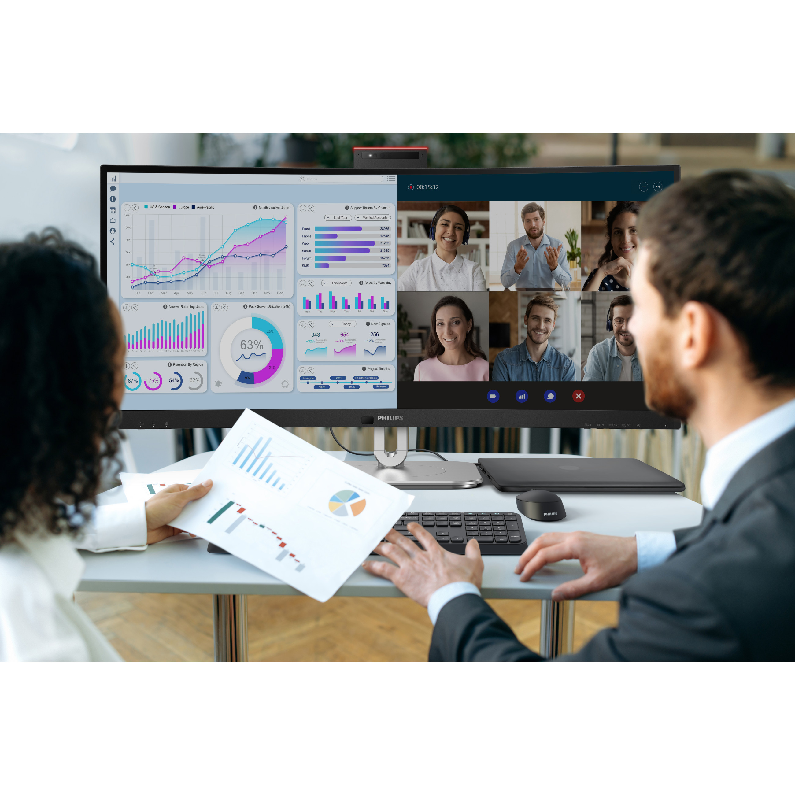 Monitor PHILIPS 34B2U6603CH (34" VA, 120Hz, zakrivljeni)-16