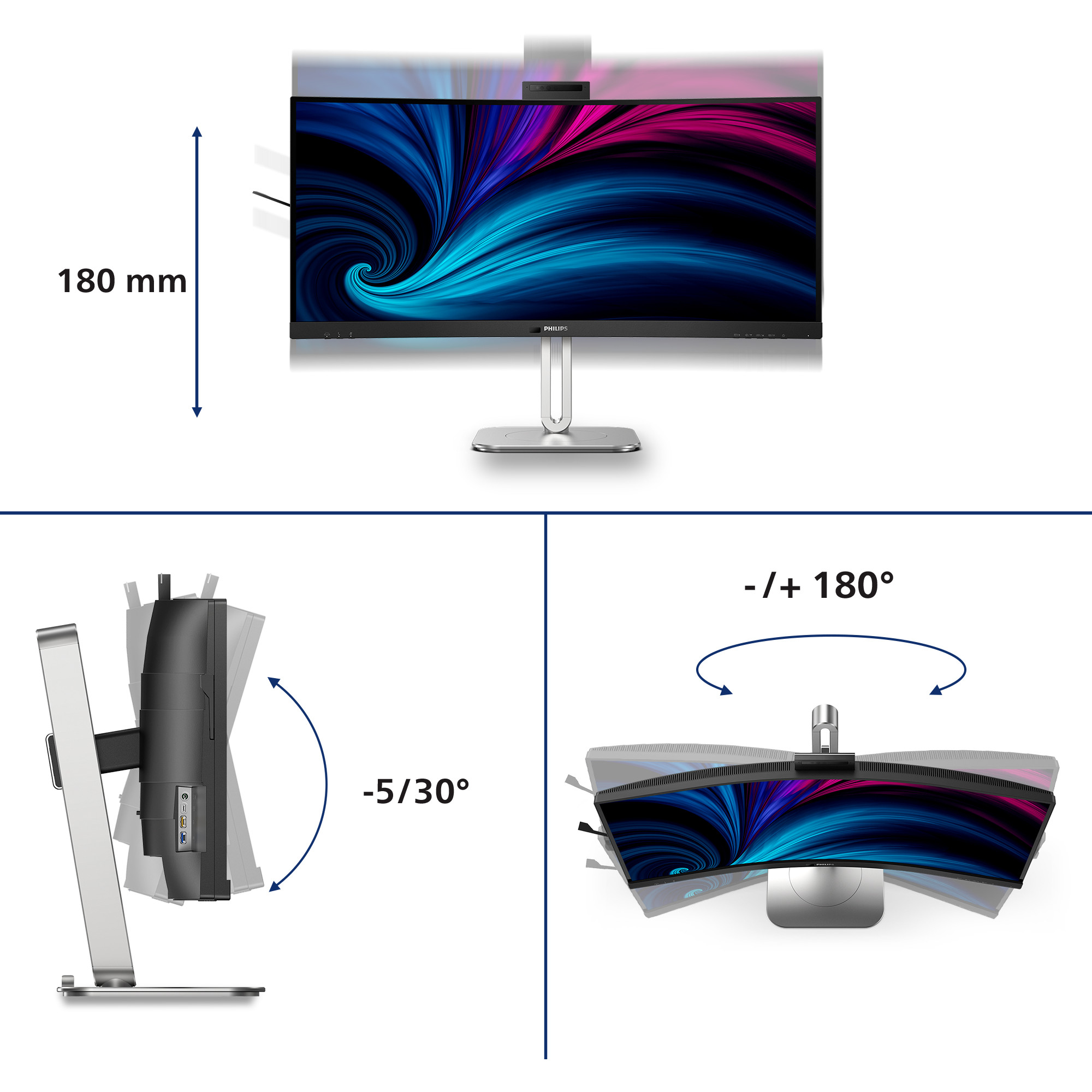 Monitor PHILIPS 34B2U6603CH (34" VA, 120Hz, zakrivljeni)-19