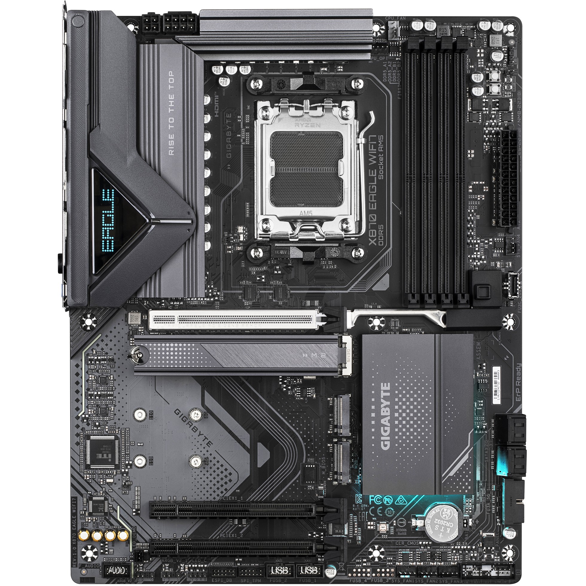 GIGAYBTE Mainboard Desktop X870 EAGLE WIFI7 (AM5, 4x DDR5 256GB, 1x PCI-E 5.0 x16x16, 2x PCI-E 3.0 x16x1, 1x PCI-E M.2, 2x M.2, 4x SATA, 2x USB4 Type-C DP, 4x USB 3.2, 1x HDMI, WiFi7, 2.5GbE LAN, ATX)-5