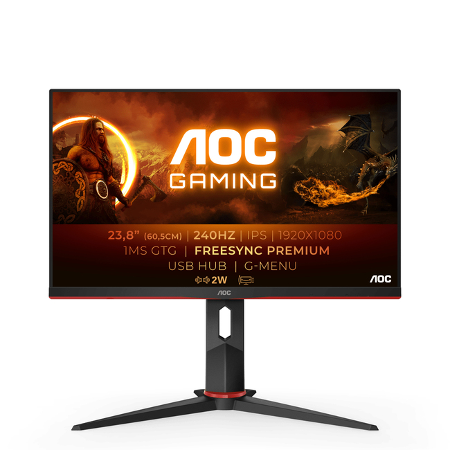 Monitor AOC C24G2ZU (23.8" IPS, 240Hz, 1920x1080 FHD, gaming crni)-0