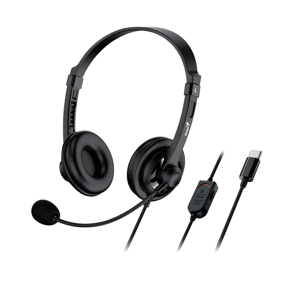 Slušalice s mikrofonom GENIUS HS-230U (USB-C, Crna)-0