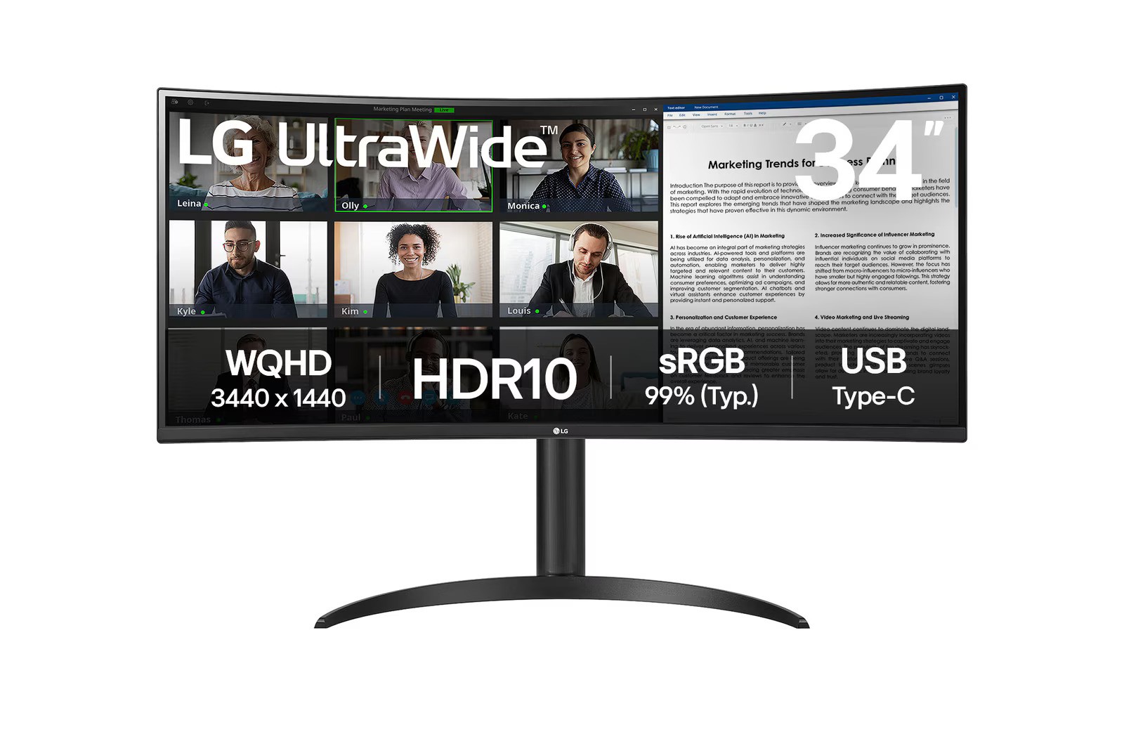 Monitor LG 34WR55QK (34", WQHD, 100Hz, HDR10, 2x HDMI/DP)-1