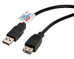 Roline USB2.0 kabel TIP A-A M/F 1.8m crni (produžni)