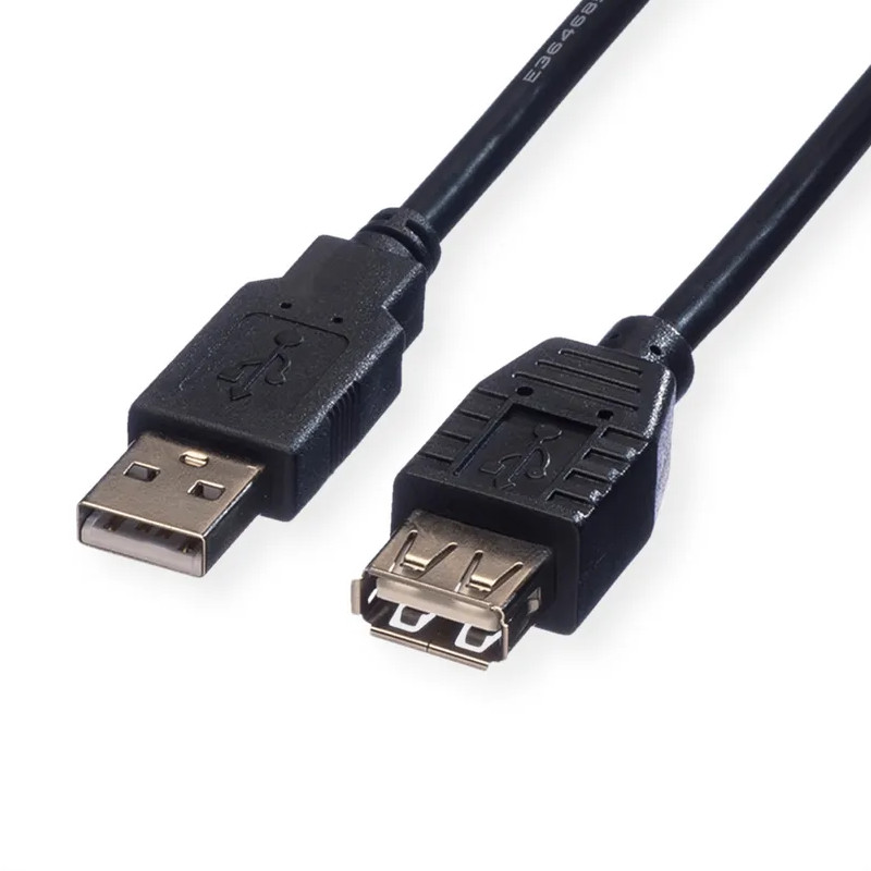 Roline USB2.0 kabel TIP A-A M/F 1.8m crni (produžni)-0