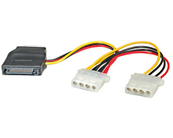 Roline interni Y-naponski kabel, SATA - 3×4-pin, 0.2m-0
