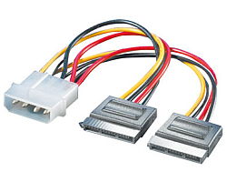 Roline interni Y-naponski kabel, 4-pin HDD - 2×SATA, 0.12m-0
