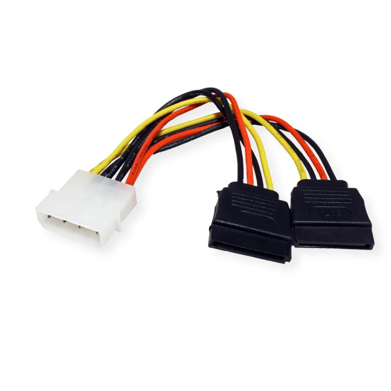 Roline interni Y-naponski kabel, 4-pin HDD - 2×SATA, 0.12m-1
