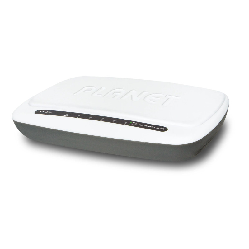 Prekidač PLANET 5-port 10/100Base-TX (10/100Mbps, 5-port RJ-45, 1Gbps, 384K, 9V DC)-1