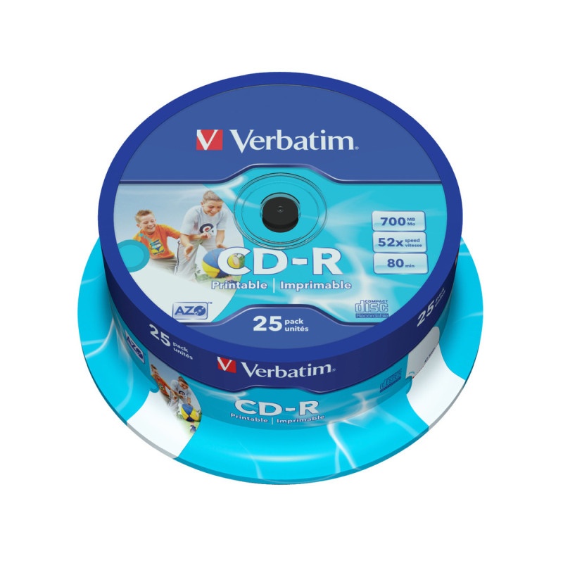 CD-R VERBATIM DataLife Wide InkJet PRINTABLE 700MB 52× (25 pack spindle)-1