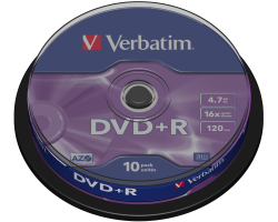 DVD+R VERBATIM 4.7GB 16× Matt Silver 10 pack spindle-1