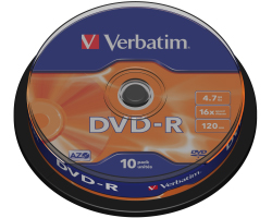 DVD-R VERBATIM 4.7GB 16× Matt Silver 10 pack spindle-0