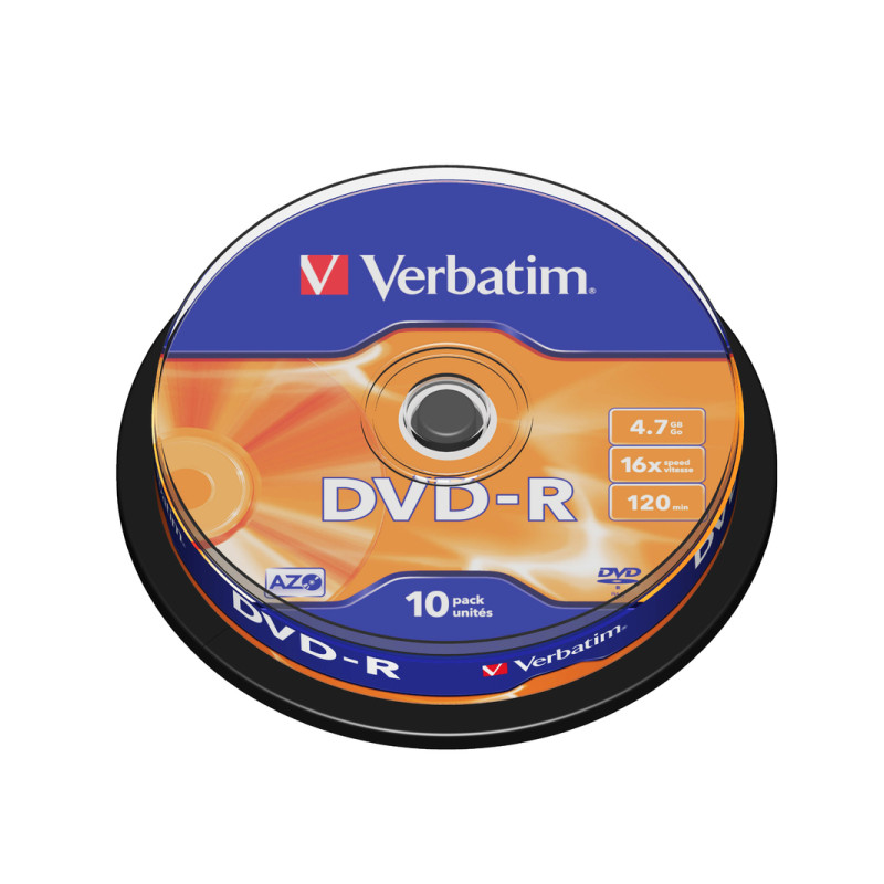 DVD-R VERBATIM 4.7GB 16× Matt Silver 10 pack spindle-1