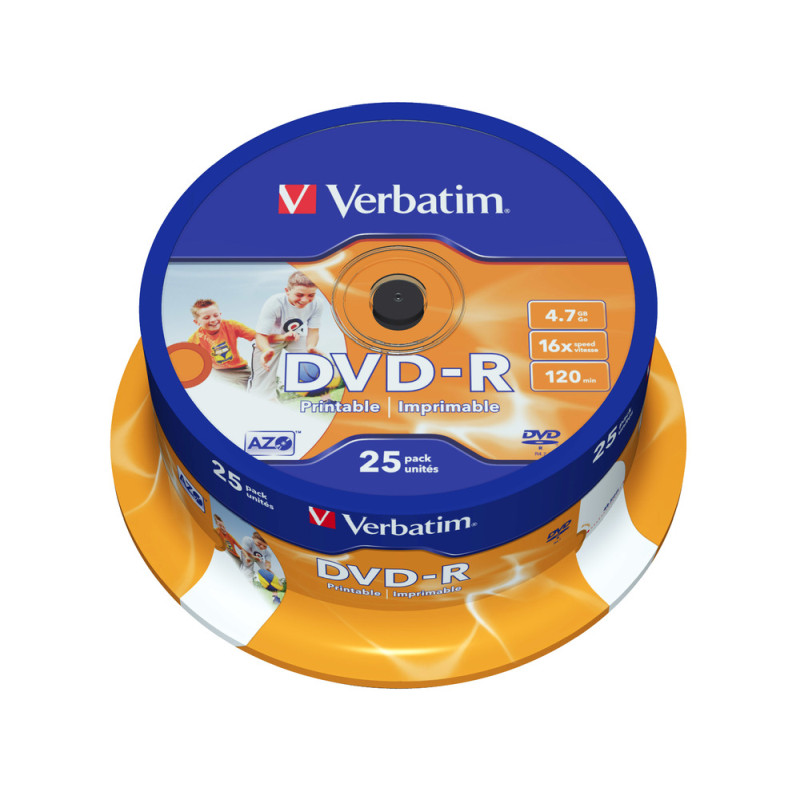 DVD-R VERBATIM 4.7GB 16× Wide Photo PRINTABLE 25 pack spindle-0
