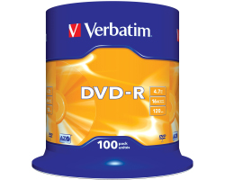 DVD-R VERBATIM 4.7GB 16× Matt Silver 100 pack spindle-1