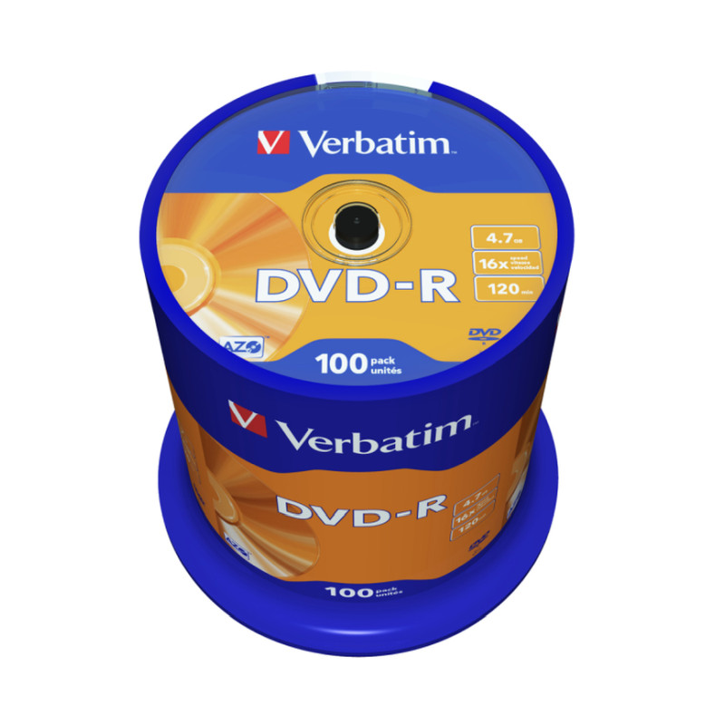 DVD-R VERBATIM 4.7GB 16× Matt Silver 100 pack spindle-0