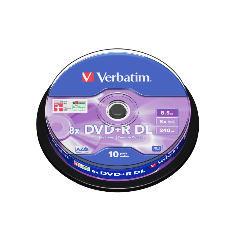 DVD+R DL VERBATIM 8.5GB 8× Matt Silver 10 pack spindle (Double Layer)-0