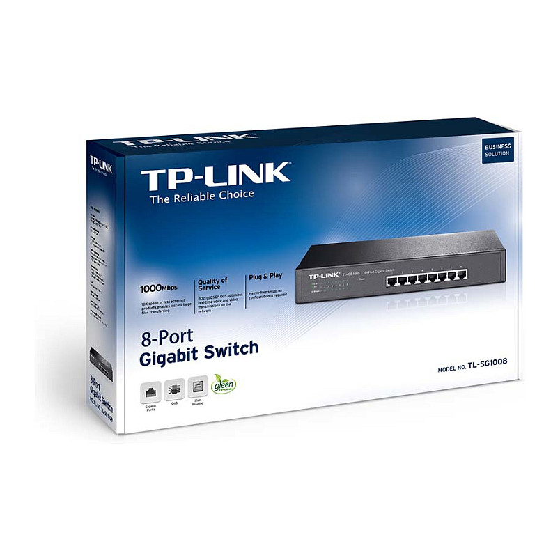 Preklopnik TP-LINK 8-port Gigabit Switch 8×10/100/1000M RJ45 ports 1U 19" Rack mount metalno kućište-10