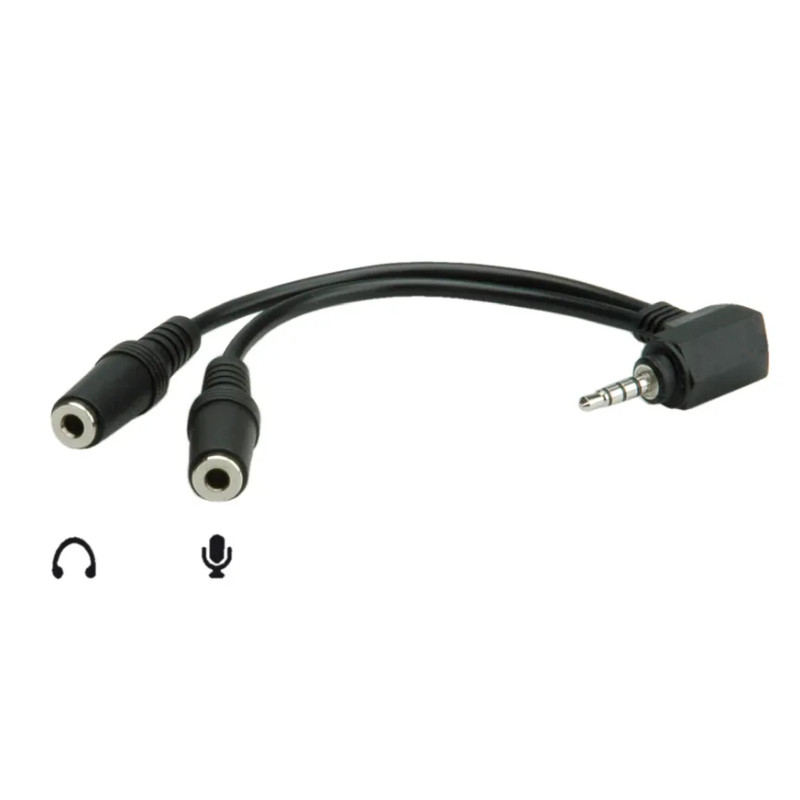 Audio Y kabel ROLINE 3.5mm Stereo (M) - 2×3.5mm Stereo (F), 0.15m-0