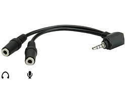 Audio Y kabel ROLINE 3.5mm Stereo (M) - 2×3.5mm Stereo (F), 0.15m