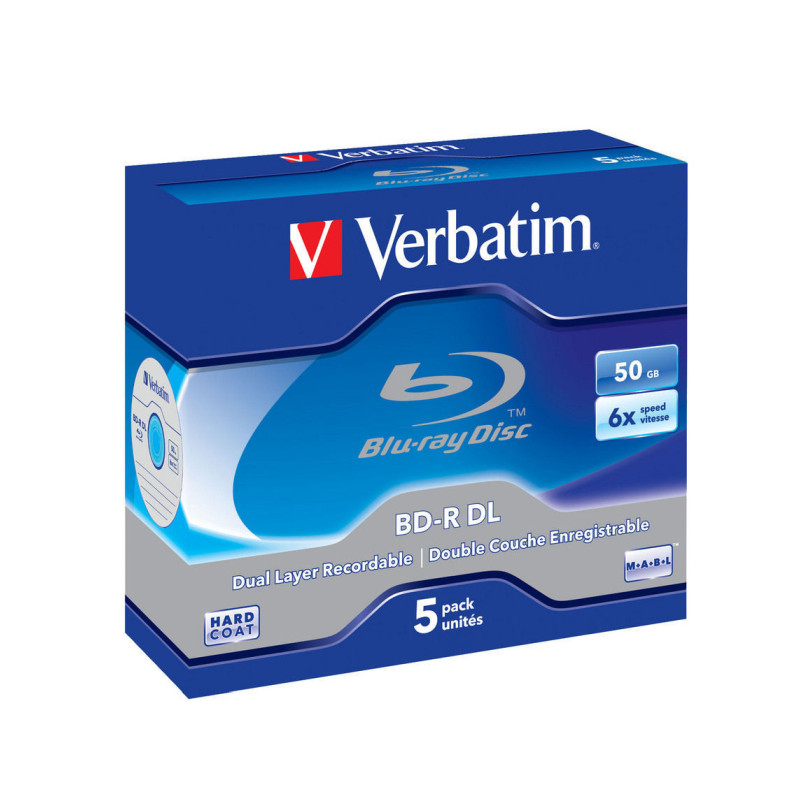 Blu-Ray Verbatim BD-R DL 6× 50GB White Blue Surface Scratch Guard Plus, 5 kom. JC (Double Layer)-0