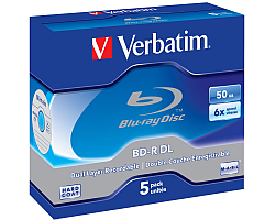 Blu-Ray Verbatim BD-R DL 6× 50GB White Blue Surface Scratch Guard Plus, 5 kom. JC (Double Layer)-1