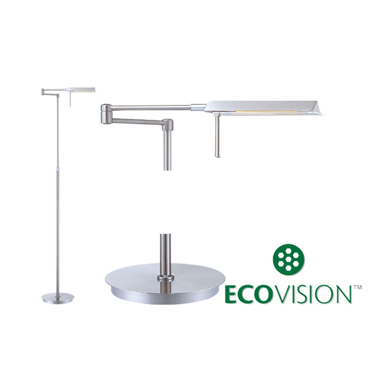 Podna svjetiljka ECOVISION, 7W, 3000K (topla bijela, podesiva, dekorativno mliječno staklo, aluminijsko kućište, visina 1300mm)-1