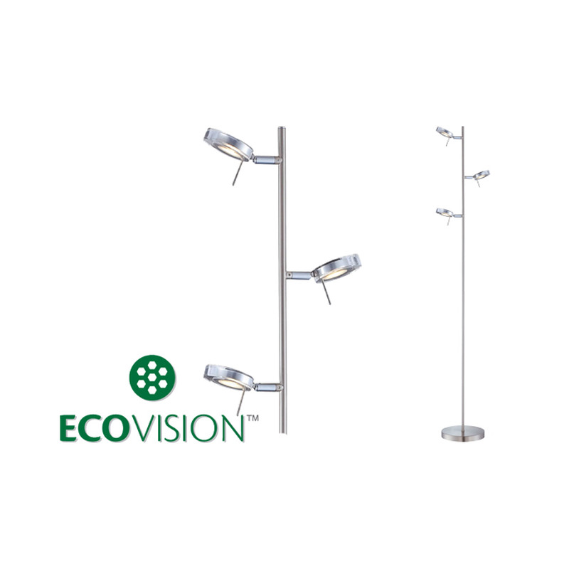 LED podna svjetiljka ECOVISION (3x5W, 3000K topla bijela, podesiva akrilna sjenila, visina 1300mm, srebrna)-1