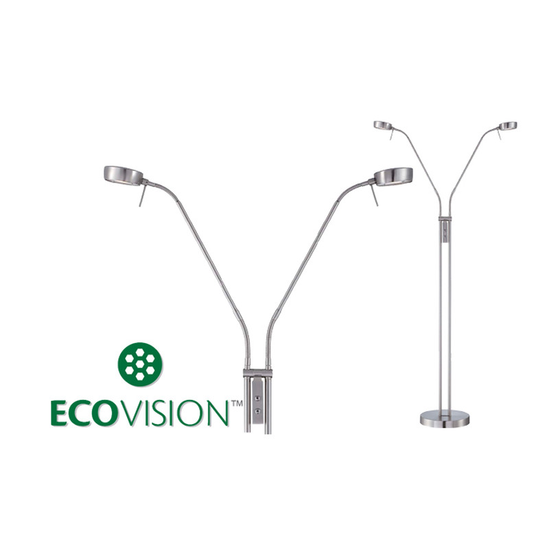 Podna svjetiljka ECOVISION LED 2x5W (3000K topla bijela, podesiva akrilna sjenila, aluminijsko kućište, visina 1300mm)-1
