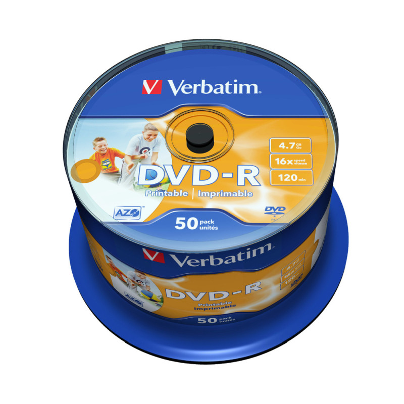 DVD-R Verbatim 4.7GB 16× Wide PRINTABLE (No ID) 50 pack spindle-1