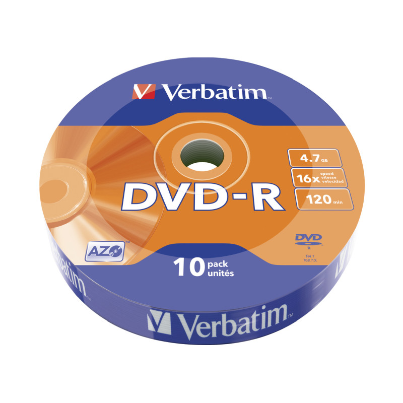 DVD-R Verbatim 4.7GB 16× Matt Silver Wagon Wheel 10 pack-1