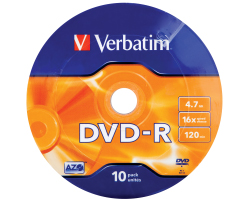 DVD-R Verbatim 4.7GB 16× Matt Silver Wagon Wheel 10 pack