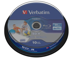 Blu-Ray Verbatim BD-R SL 6× 25GB HTL WIDE Printabilni No ID, 10 kom. spindle (Single Layer)
