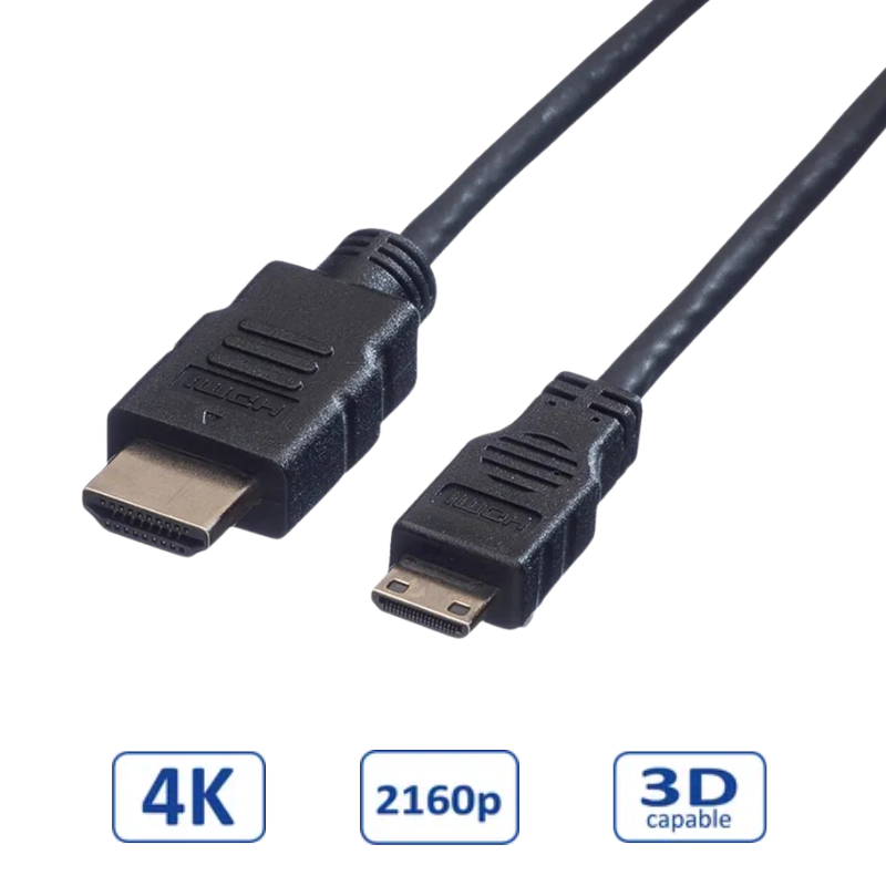 Roline VALUE HDMI High Speed kabel sa mrežom, TIP A (M) - TIP C (M) (mini), 2.0m-0