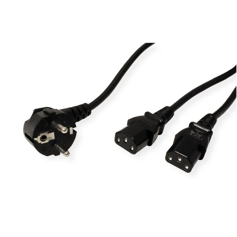 Roline VALUE Y-naponski kabel 2×IEC320 C13, 2.0m crni-2