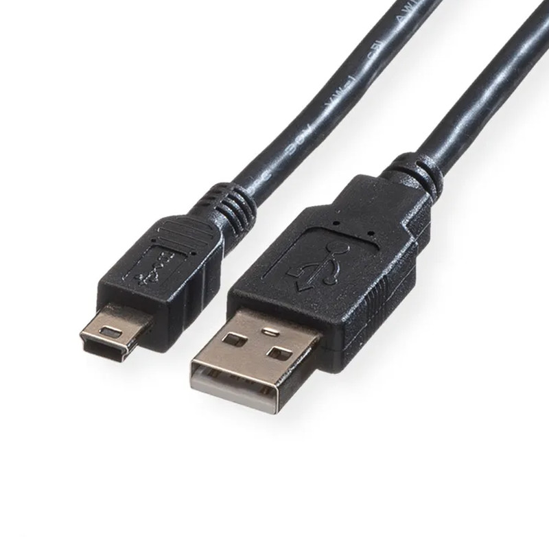 Roline USB2.0 kabel TIP A(M) na Mini 5-pin(M), 1.8m crni-1
