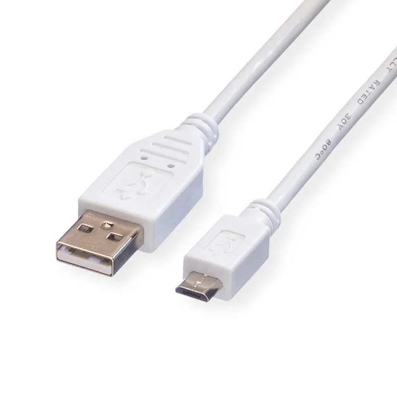 Roline VALUE USB2.0 kabel TIP A(M) na Micro B(M), 0.8m bijeli-0