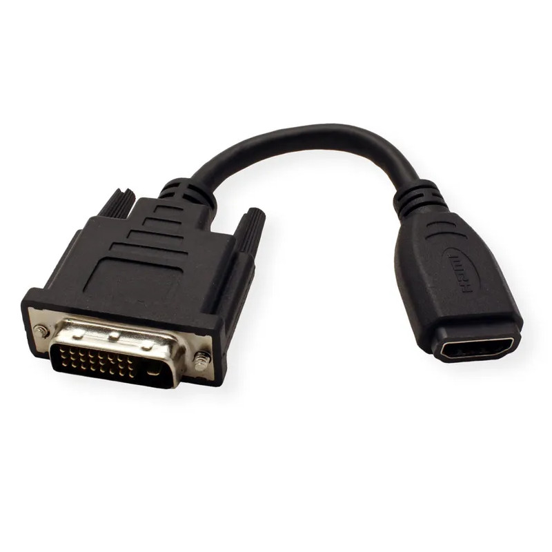 Roline VALUE adapter/kabel DVI-D (24+1) - HDMI, M/F, 0.15m-0