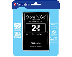 Prijenosni tvrdi disk VERBATIM StorenGo 2TB, USB 3.0, crni