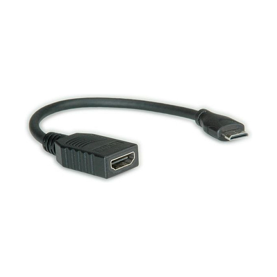 Roline VALUE HDMI High Speed kabel sa mrežom, TIP A (F) - TIP C (M) (mini), 0.15m-0
