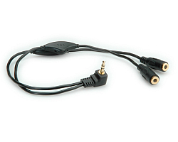 Audio Y kabel ROLINE 3.5mm Stereo (M) - 2×3.5mm Stereo (F), kontrola glasnoće, 0.3m-1