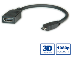 Roline HDMI kabel sa mrežom, TIP A (F) - TIP D (M) (micro), 0.15m-1