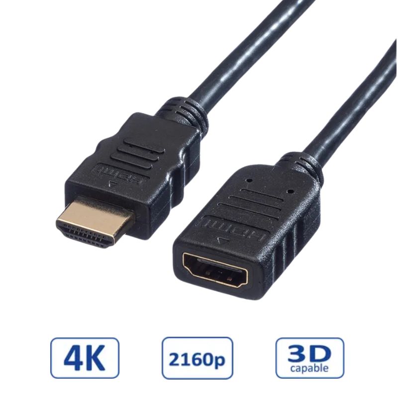 Roline VALUE HDMI produžni kabel sa mrežom, HDMI M - HDMI F, 3.0m-0