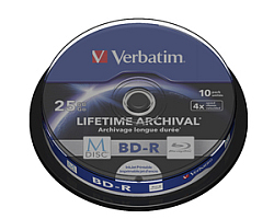 Blu-Ray M-Disc Verbatim BD-R SL 25GB 4× Printable 10 pack spindle (Single Layer)