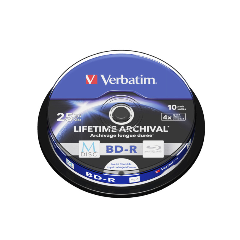 Blu-Ray M-Disc Verbatim BD-R SL 25GB 4× Printable 10 pack spindle (Single Layer)-1