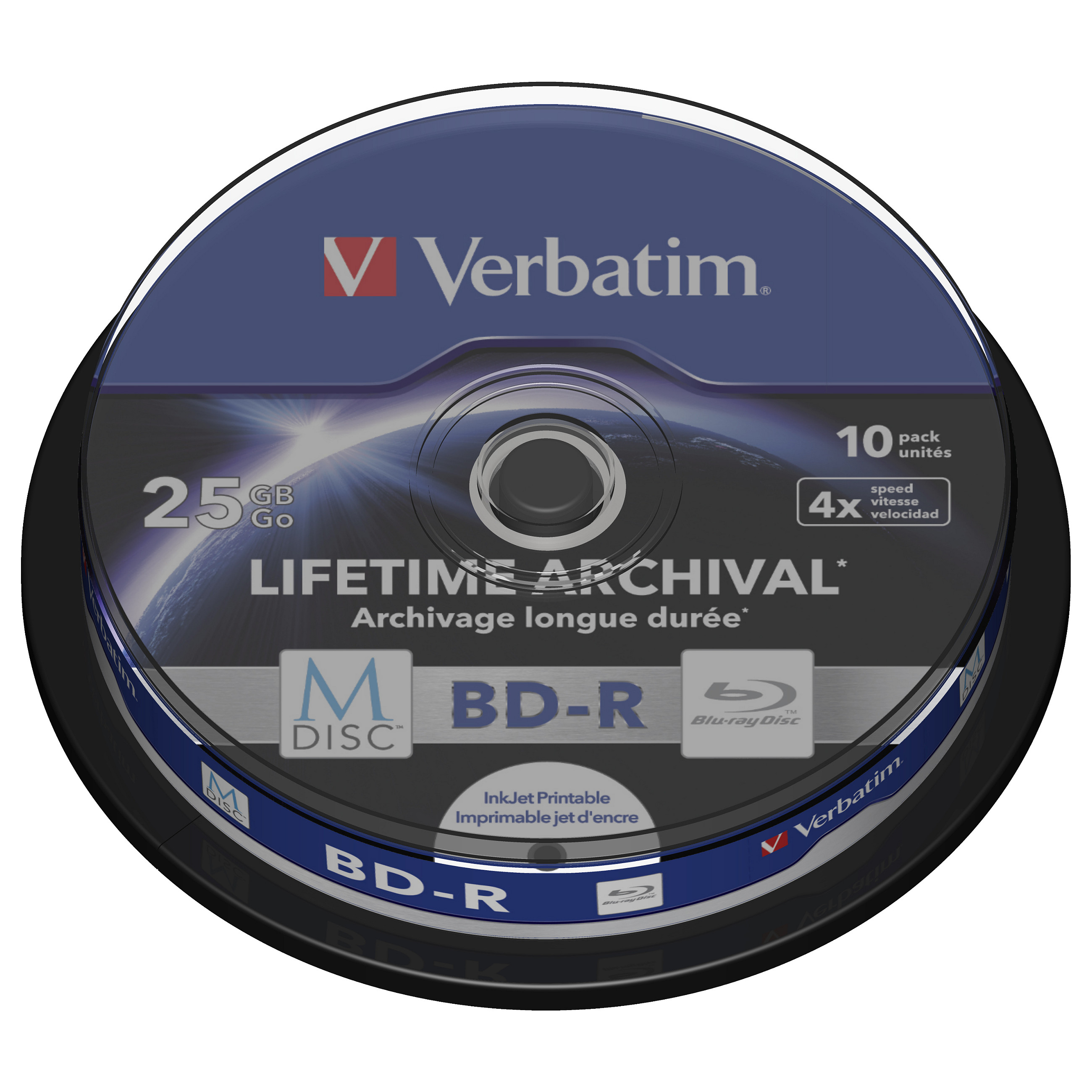 Blu-Ray M-Disc Verbatim BD-R SL 25GB 4× Printable 10 pack spindle (Single Layer)-3