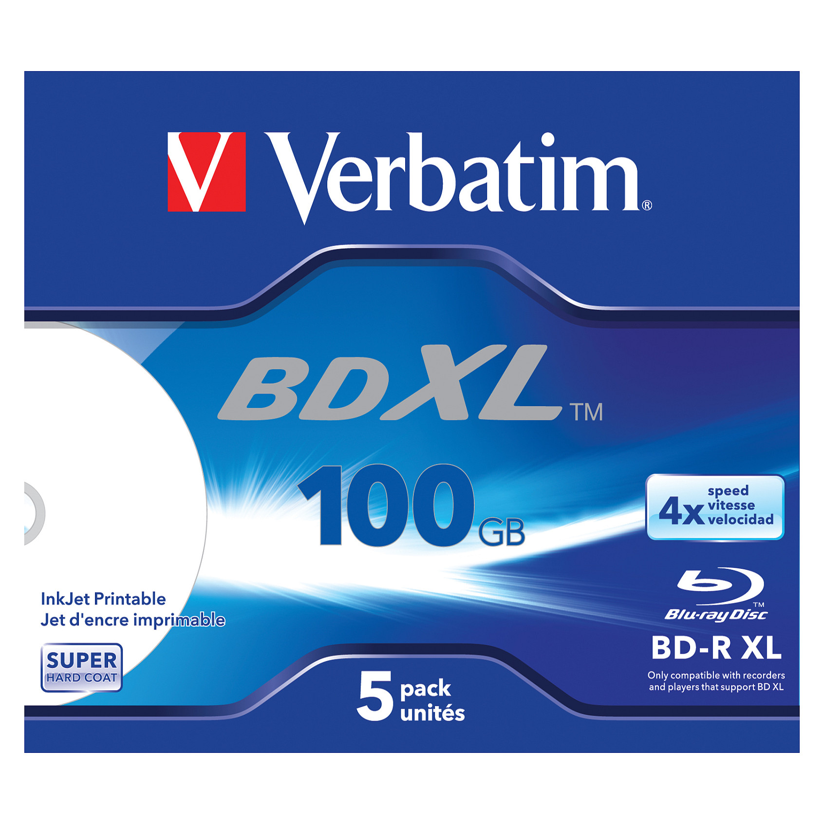 Blu-Ray Verbatim BD-R DL XL 4× 100GB Wide White Inkjet Printabilni Hard Coat Surface, 5 kom. JC (Double Layer)-1