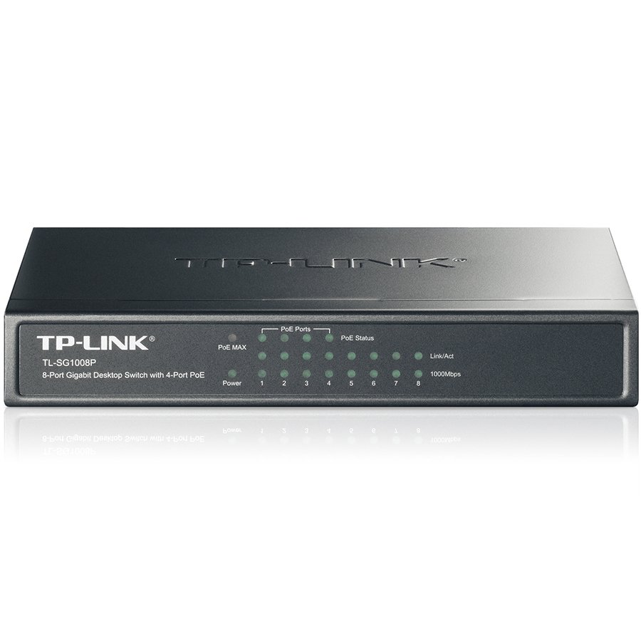 TP-Link 8-port Gigabit PoE preklopnik (Switch), 8×10/100/1000M RJ45 ports, 4×PoE ports, metalno kućište (53W)-1