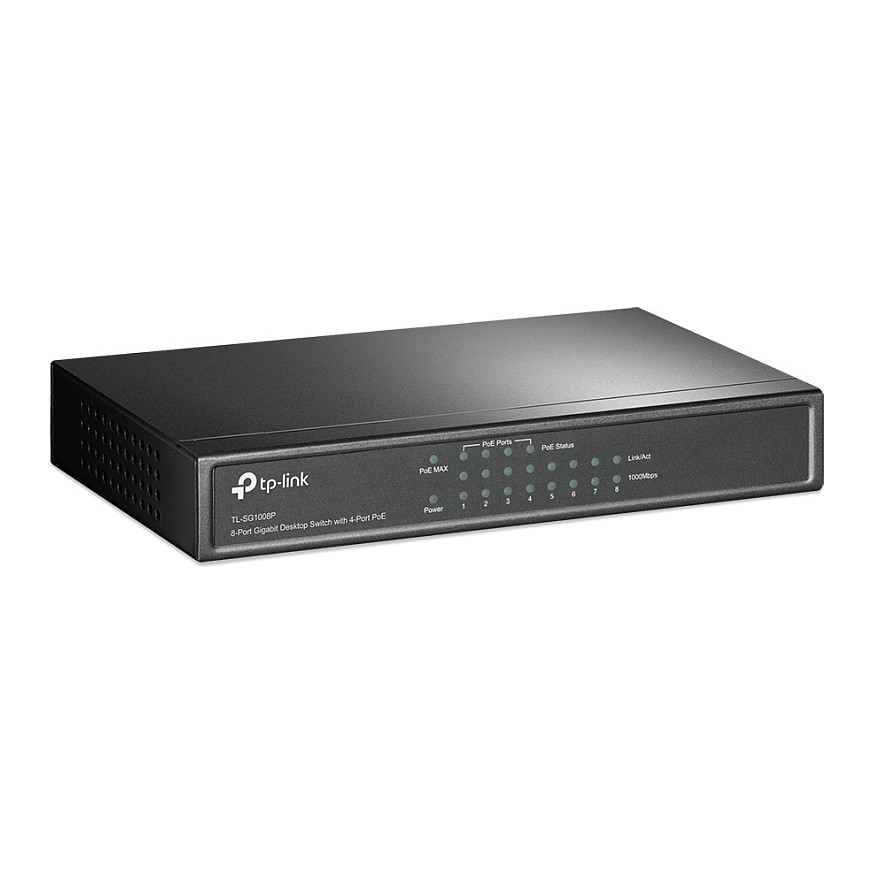 TP-Link 8-port Gigabit PoE preklopnik (Switch), 8×10/100/1000M RJ45 ports, 4×PoE ports, metalno kućište (53W)-7