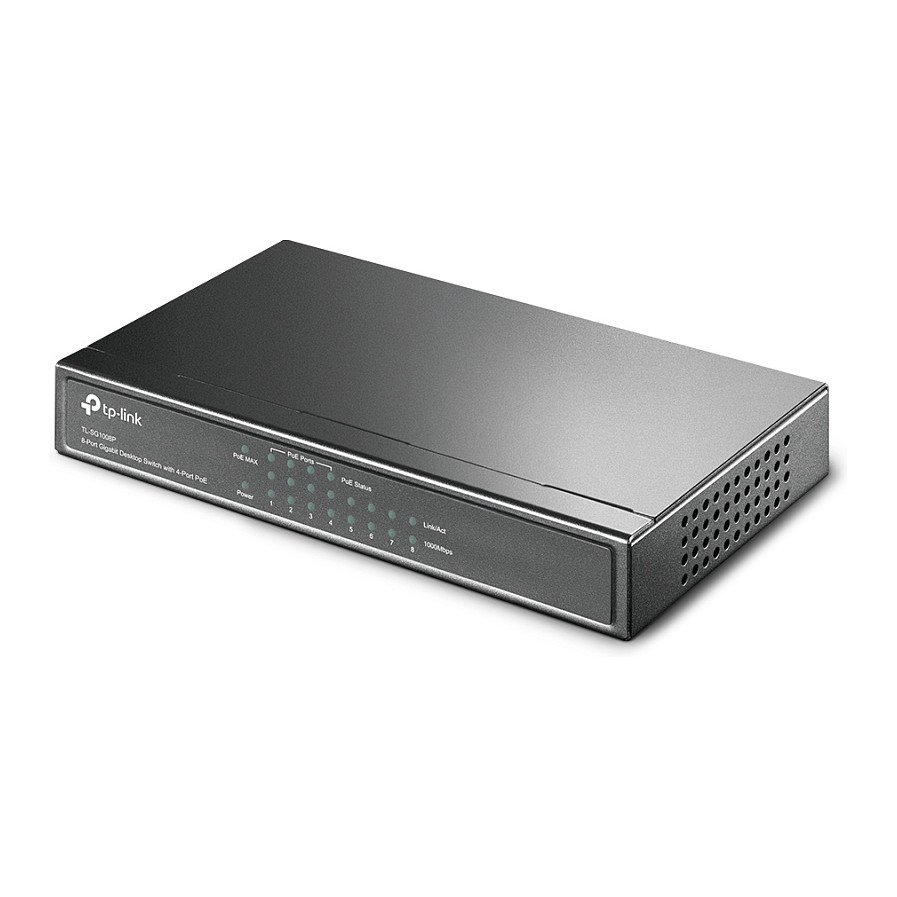 TP-Link 8-port Gigabit PoE preklopnik (Switch), 8×10/100/1000M RJ45 ports, 4×PoE ports, metalno kućište (53W)-8