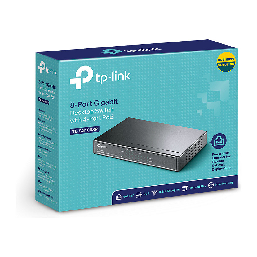 TP-Link 8-port Gigabit PoE preklopnik (Switch), 8×10/100/1000M RJ45 ports, 4×PoE ports, metalno kućište (53W)-11